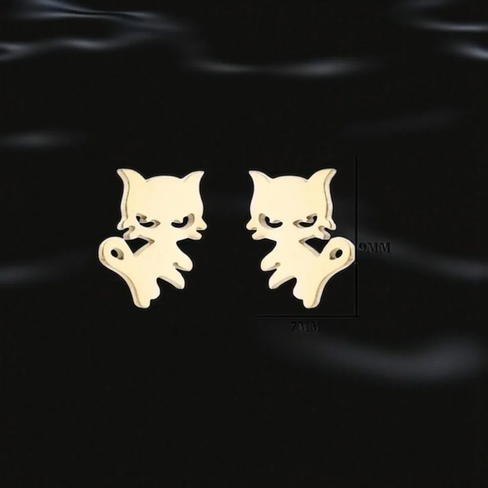 Adorable Angry Gold Cat Shaped Earrings NWOT